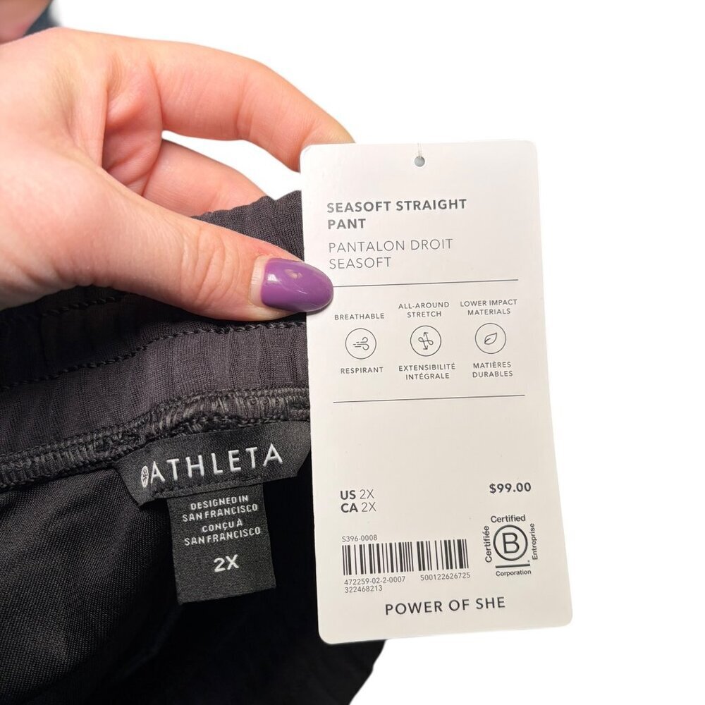 Athleta Seasoft Mid Rise Straight Pant Black 2X NWT Tencel Stretch - Picture 5 of 6